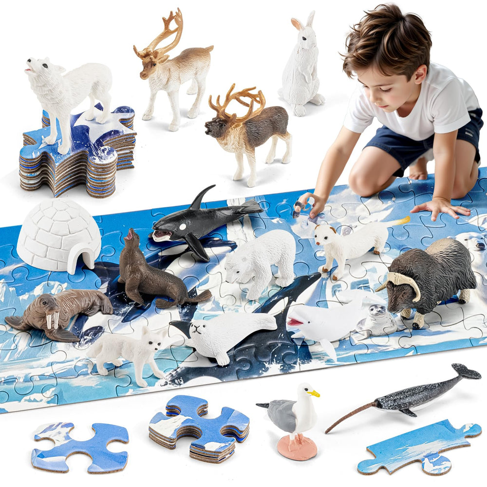 THINKBAY Arctic Animals figurines for imaginative play and learning