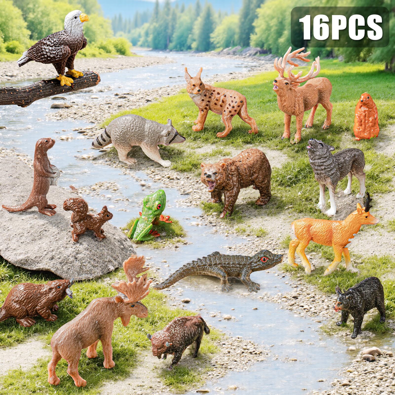 THINKBAY brown bear figurine with hand-painted texture for lifelike pretend play