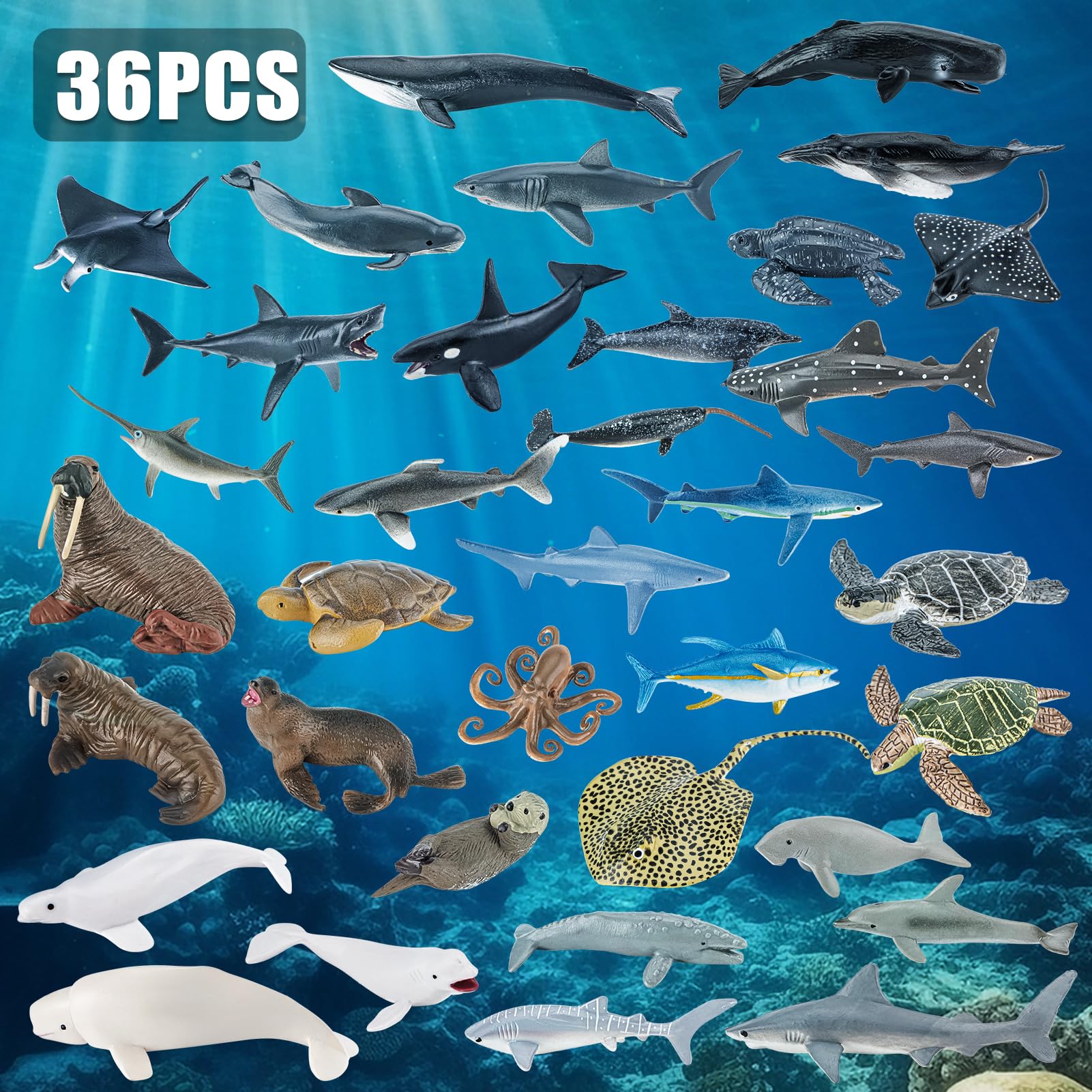 THINKBAY hand-painted sea creatures detail highlights vibrant colors for imaginative pretend play.