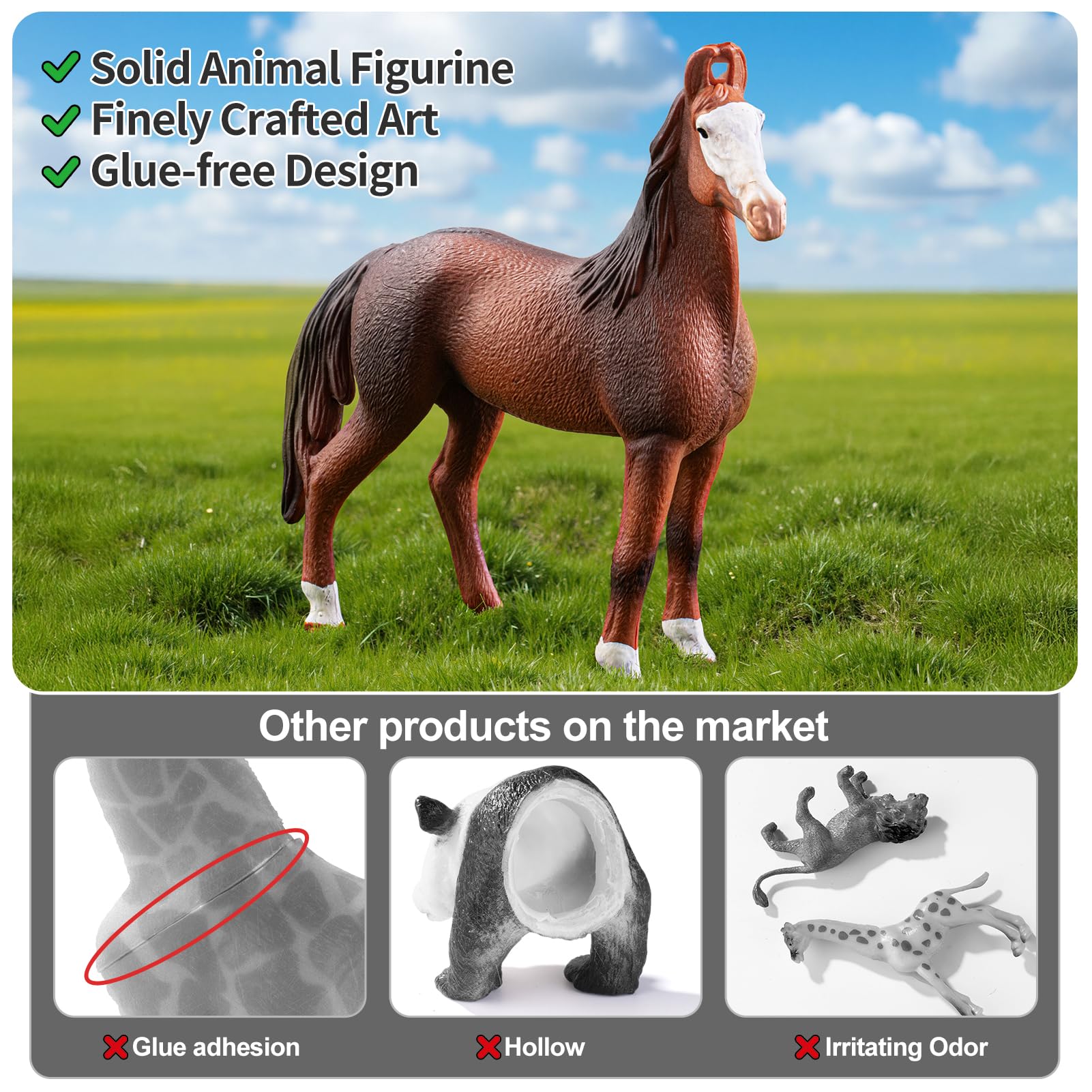 ThinkBay Pinto mare figurine—realistic patterns for creative play.