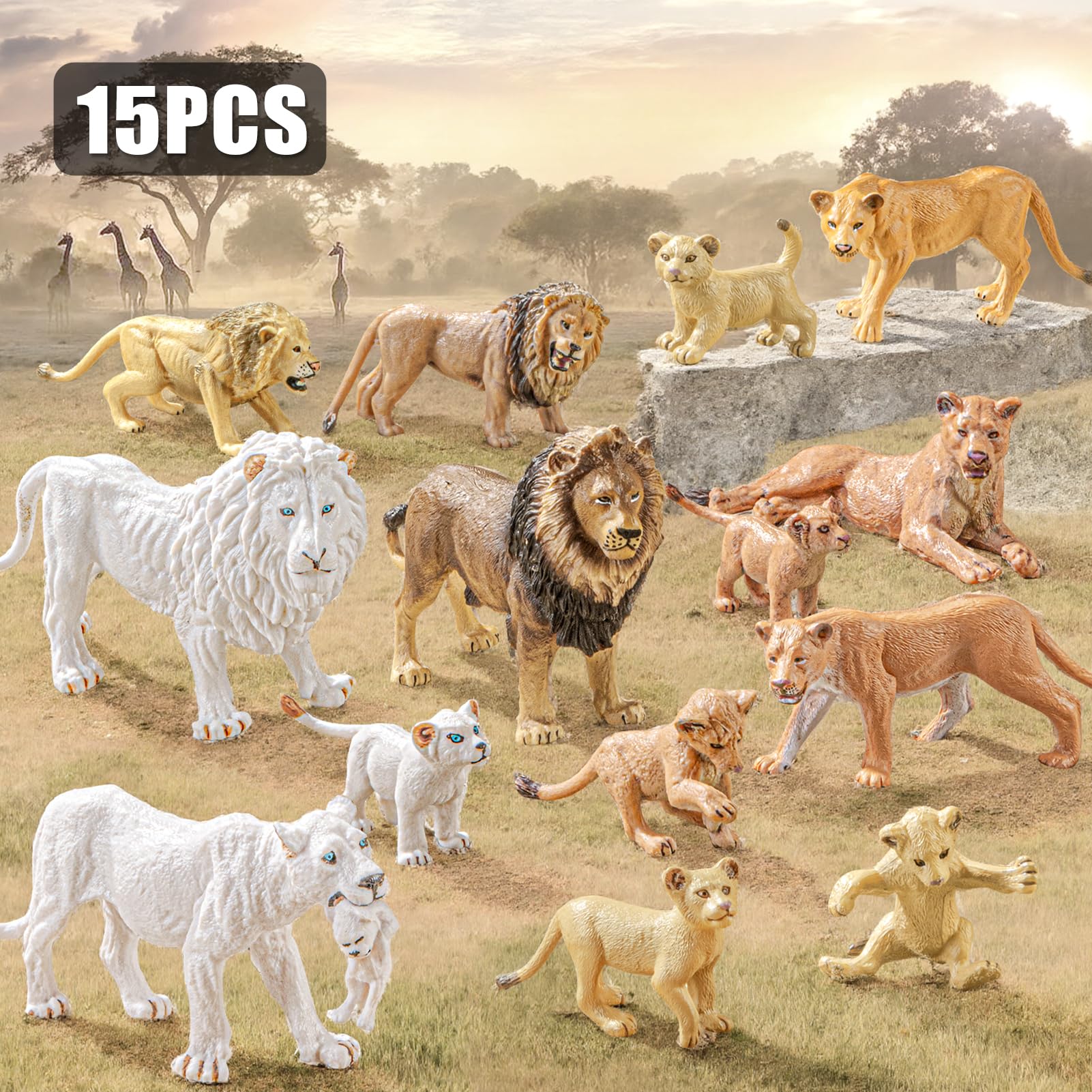 ThinkBay lion family pose set for dynamic jungle scenes.