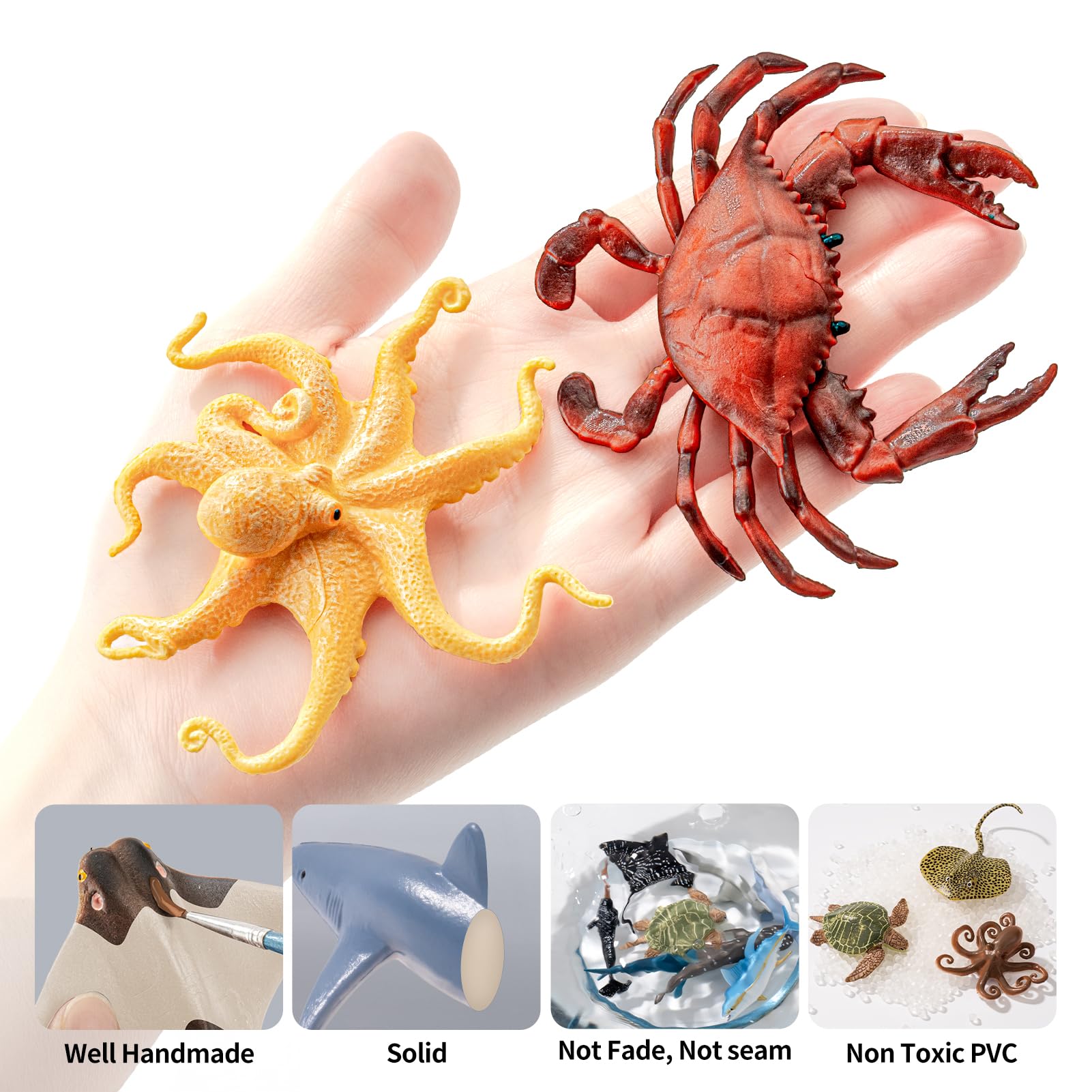 THINKBAY hermit crab toy, soft plastic, great for pretend sea adventures.
