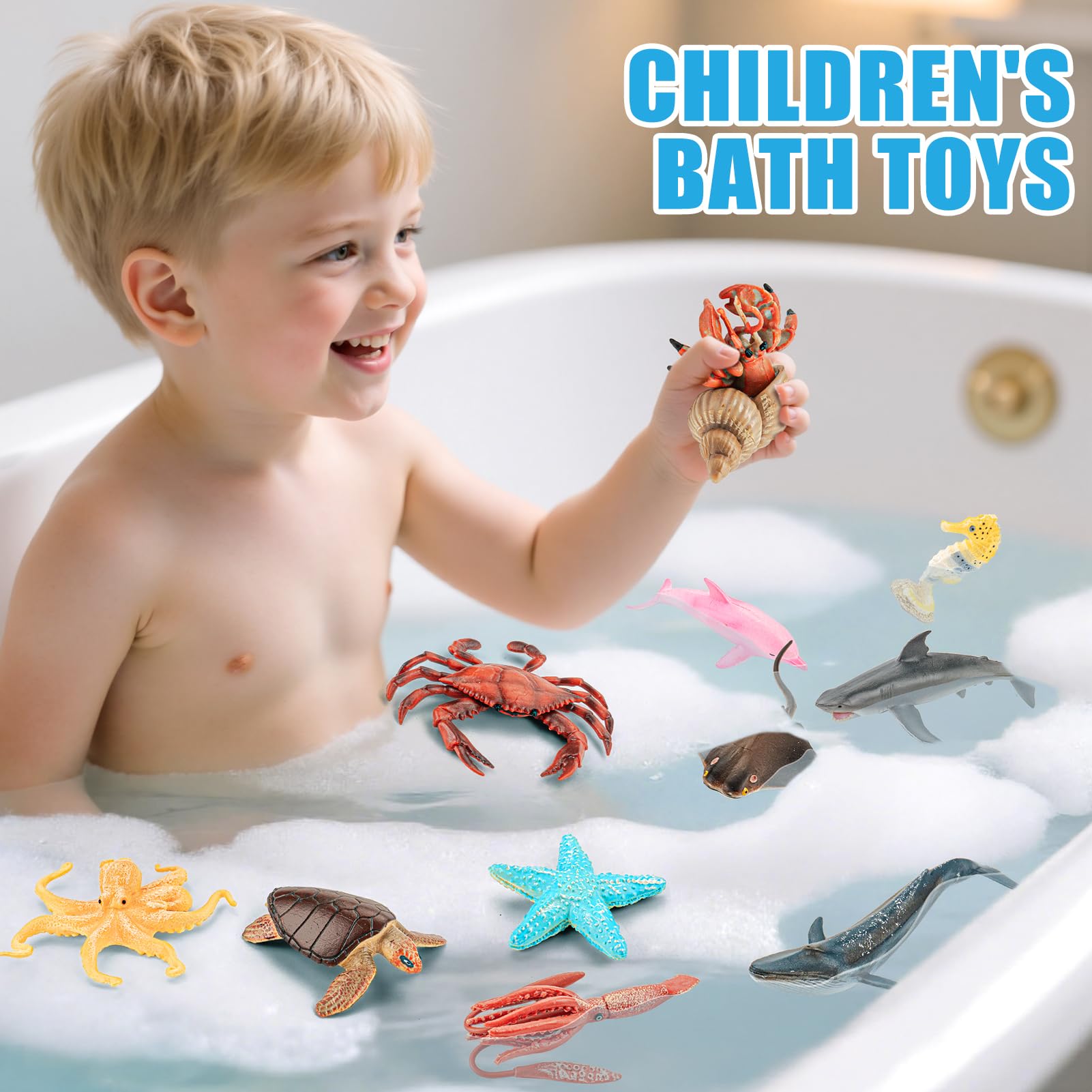 THINKBAY ocean whale figure, durable material, perfect for cake toppers and party favors.