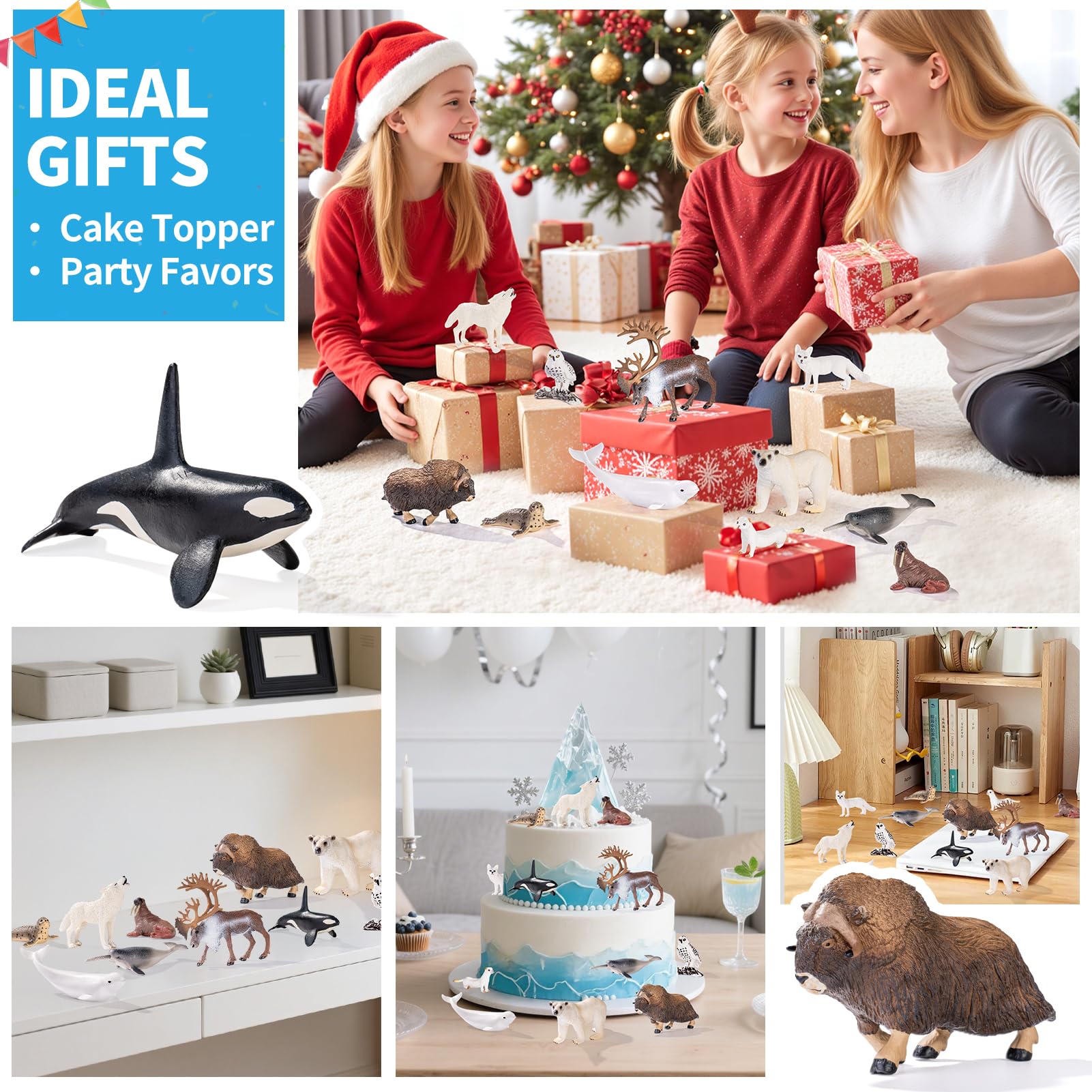THINKBAY orca figurine ideal for party toppers and educational play.
