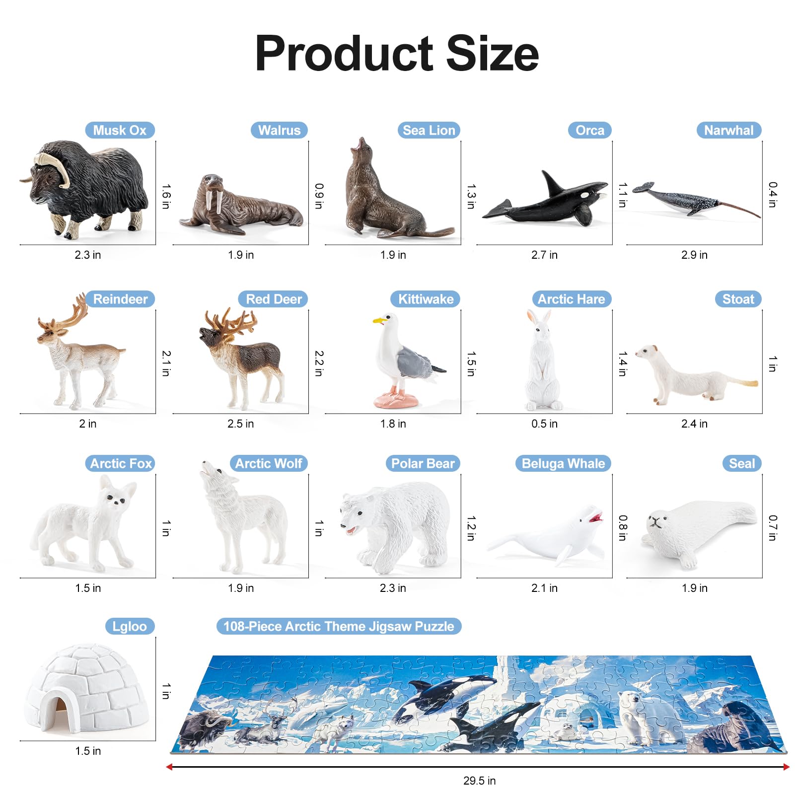 THINKBAY polar bear figurine with durable, kid-friendly design