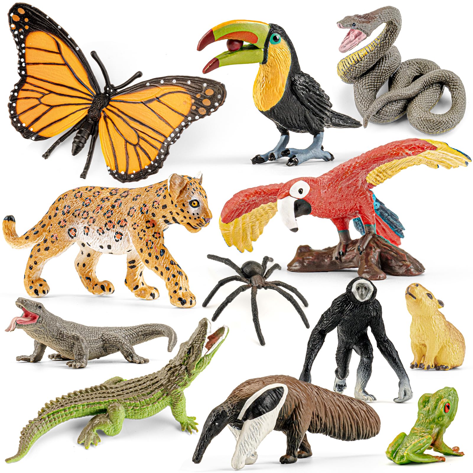 THINKBAY rainforest macaw figurine for imaginative play and color recognition