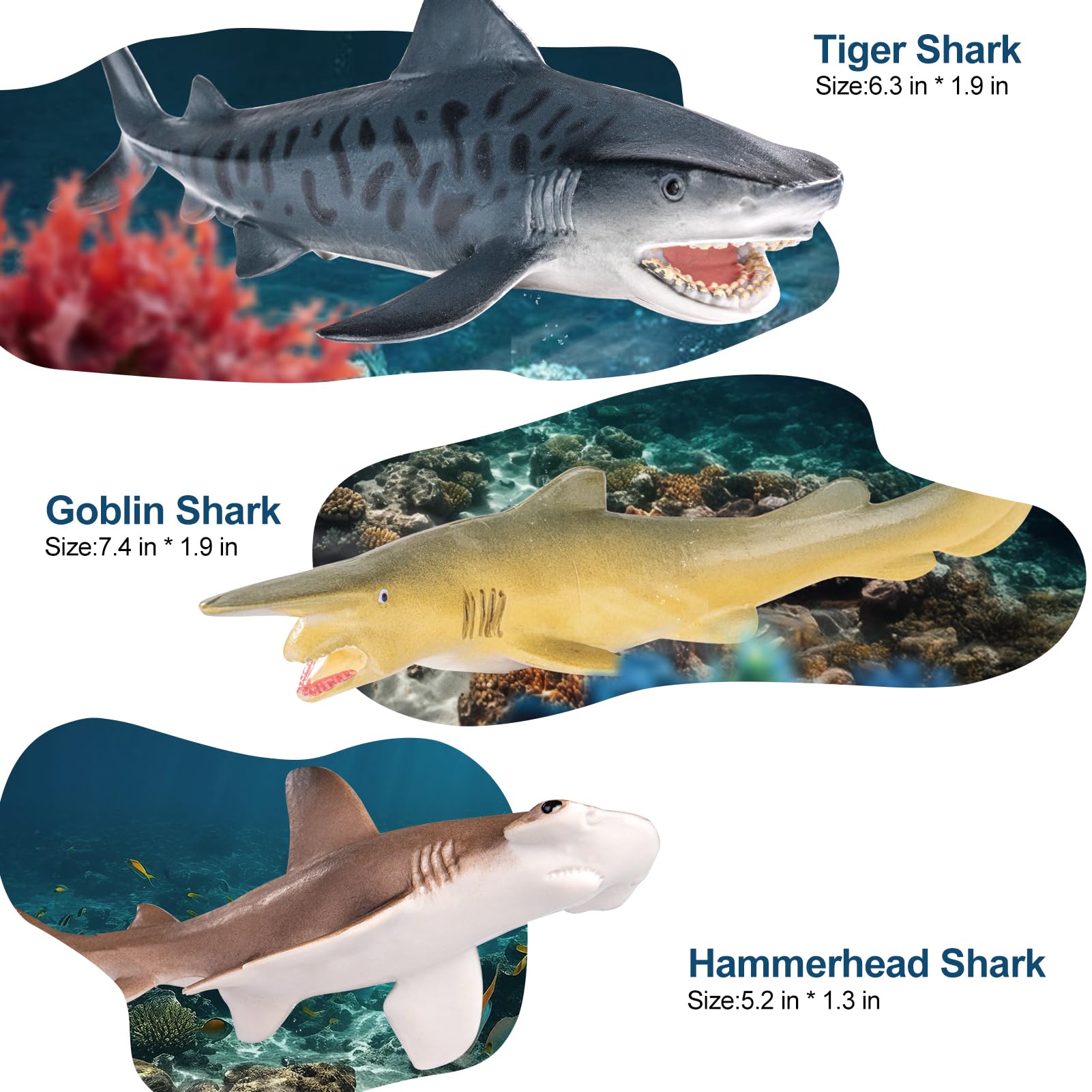 ThinkBay Hammerhead shark figurine designed for shelf safety and imaginative play.