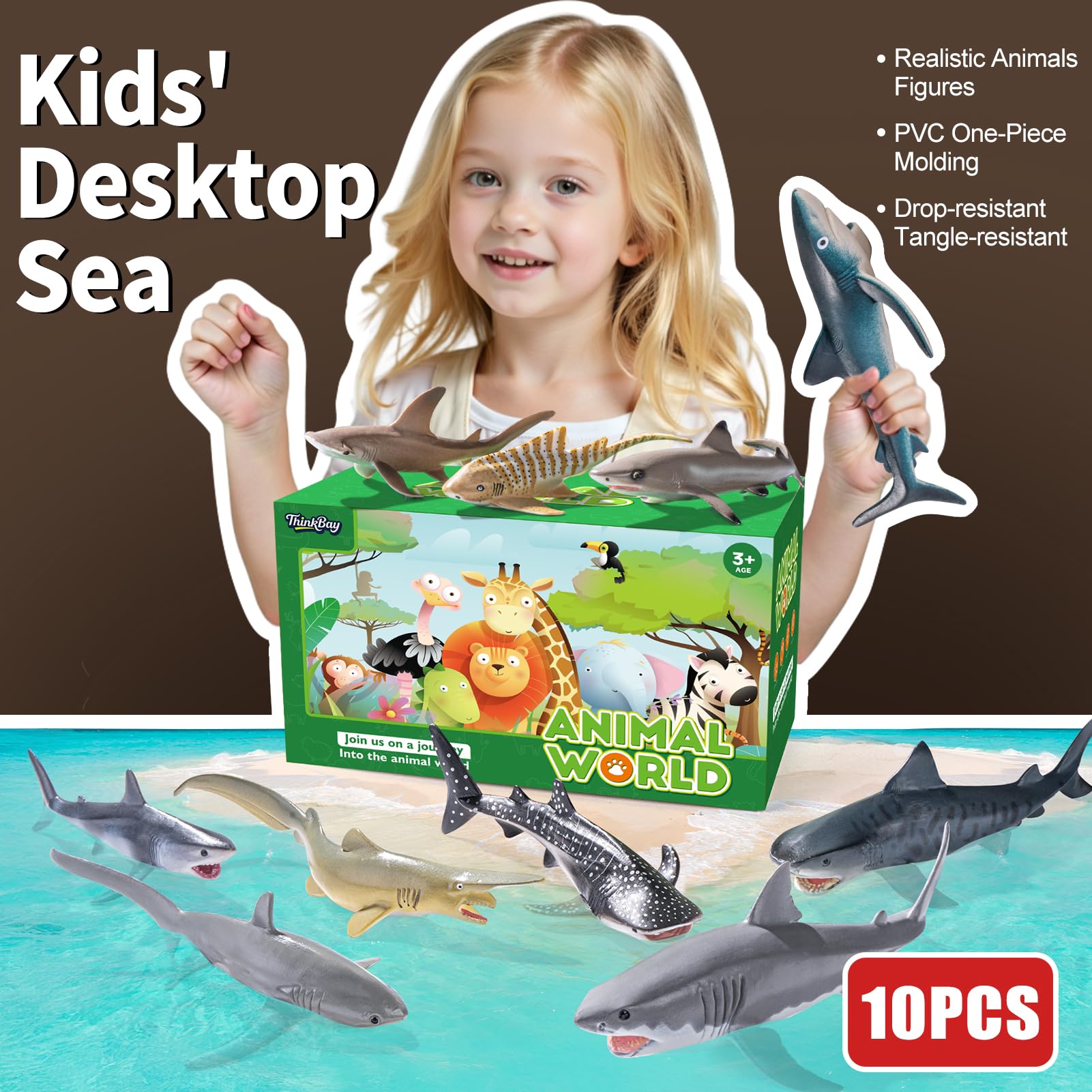 ThinkBay Mako shark figurine for prizes and educational crafts.