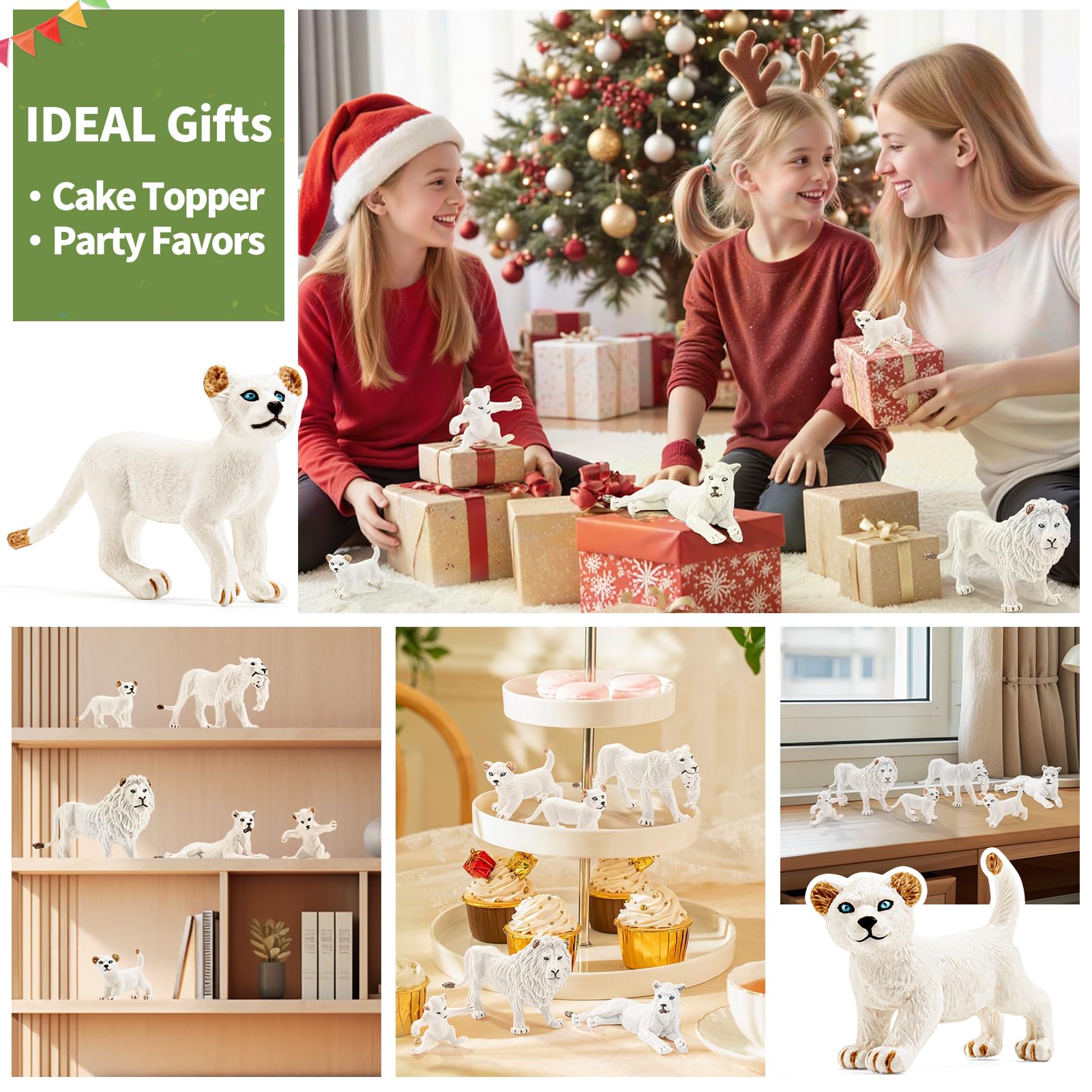 THINKBAY White Lion cub toy ready for party decor or cake toppers