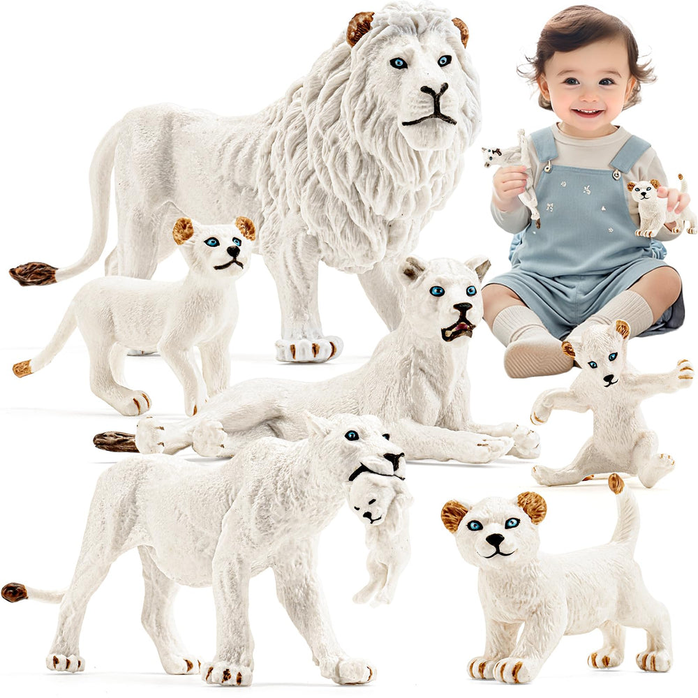 THINKBAY White Lion male toy with lifelike eyes for imaginative play
