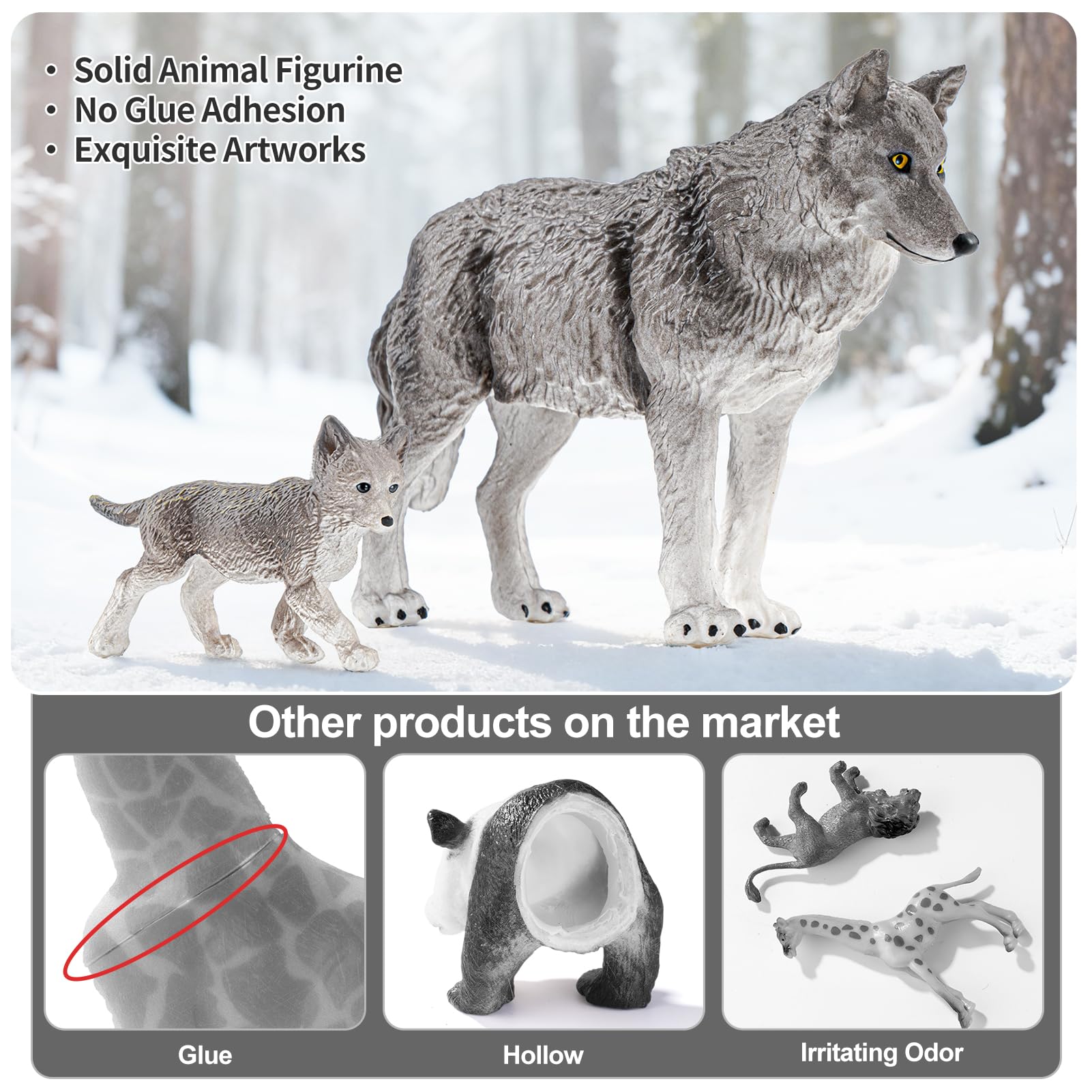THINKBAY hand-painted wolf set with vibrant features for educational play
