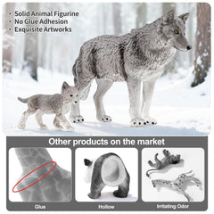 THINKBAY hand-painted wolf set with vibrant features for educational play