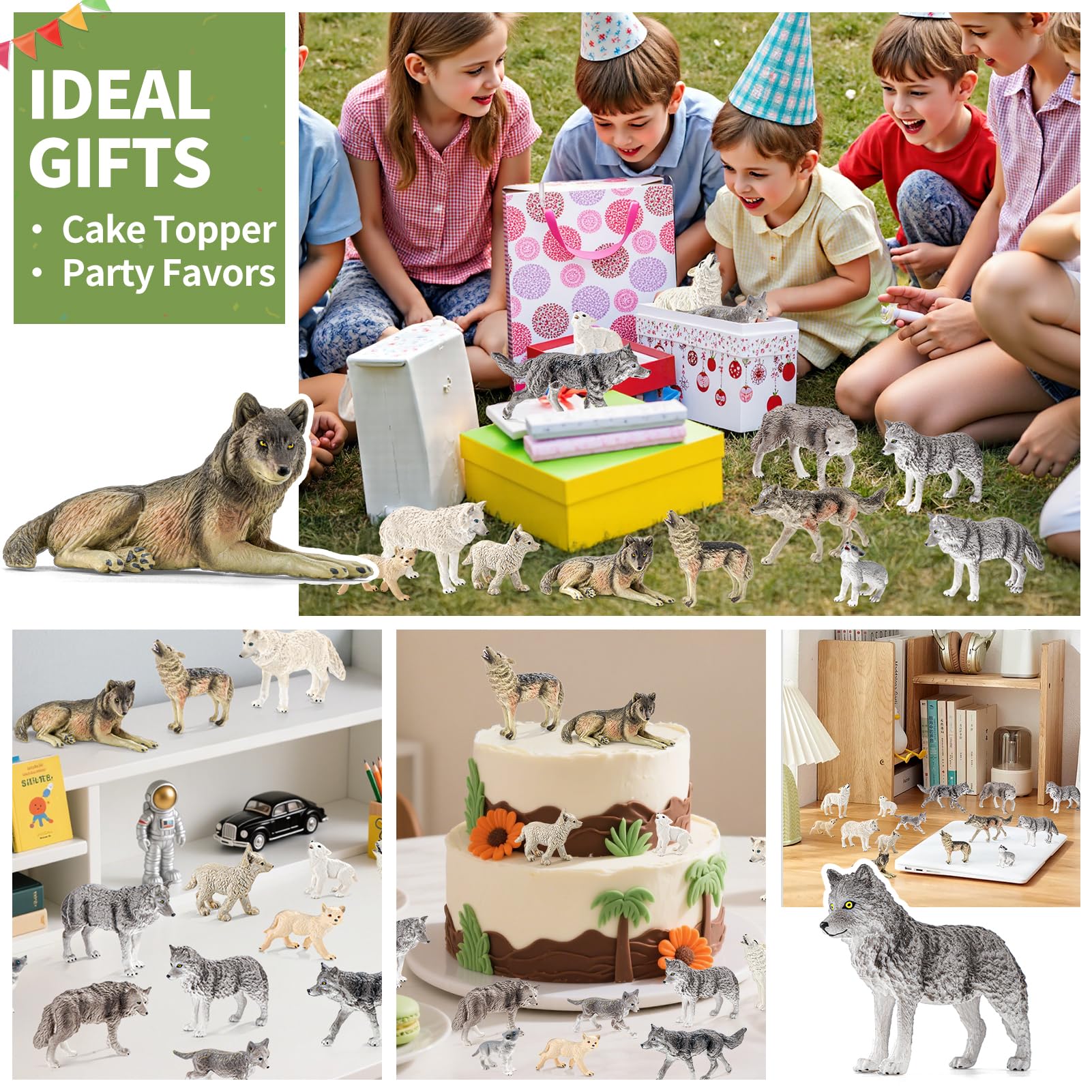 THINKBAY wolf figurines gift pack ideal for birthdays and party favors