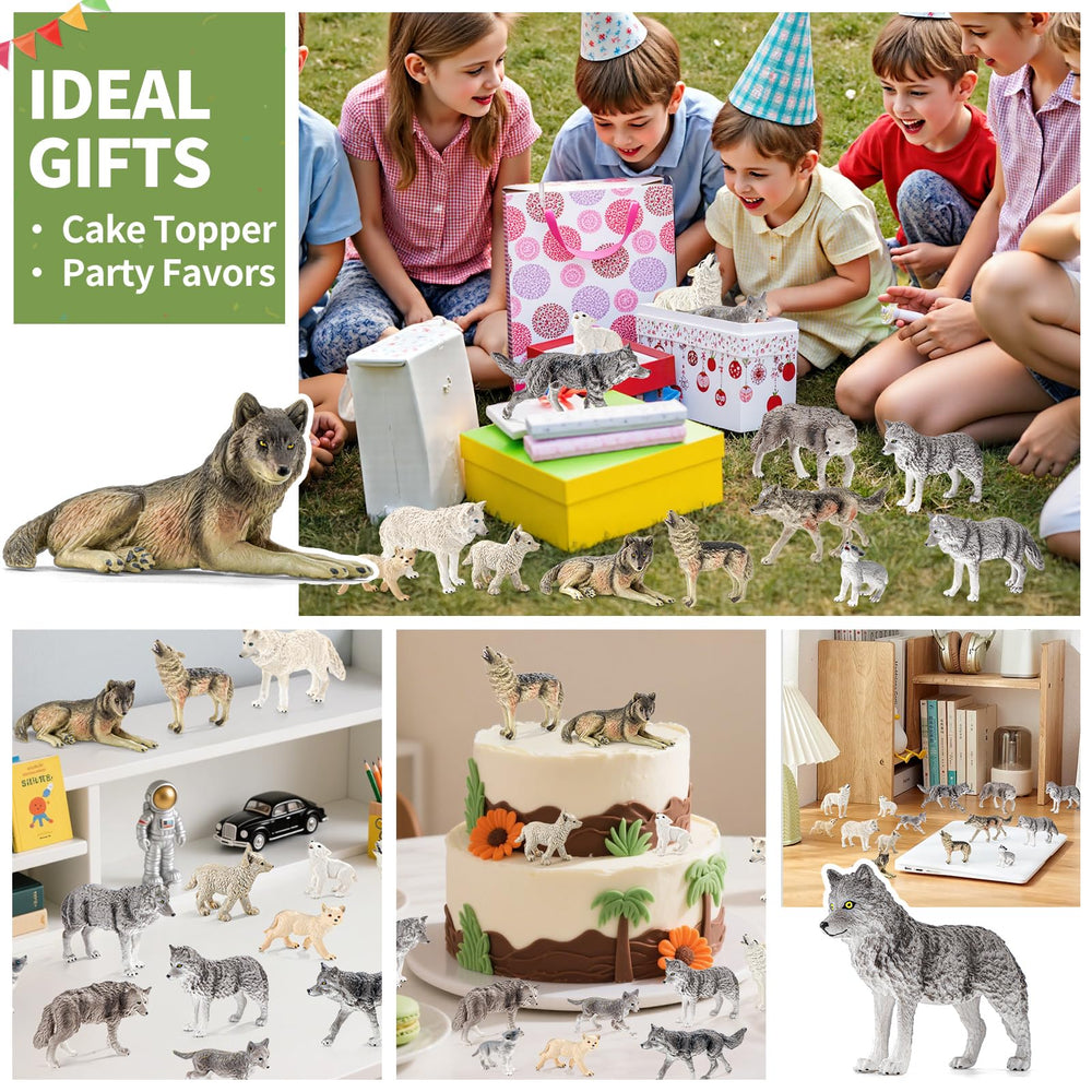 THINKBAY wolf figurines gift pack ideal for birthdays and party favors