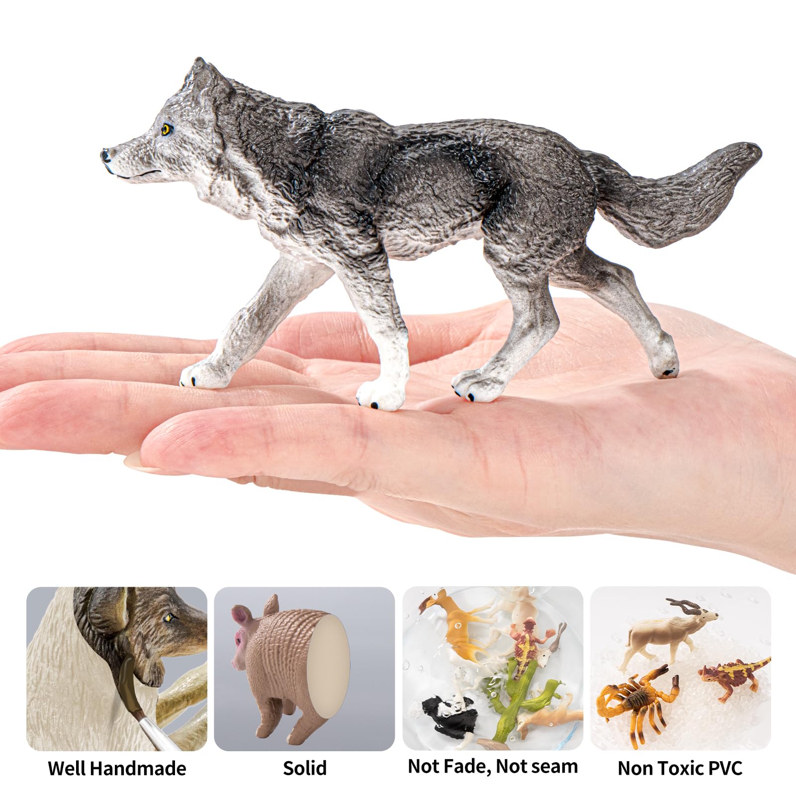 THINKBAY wolf pup figurine capturing playful curiosity for kids