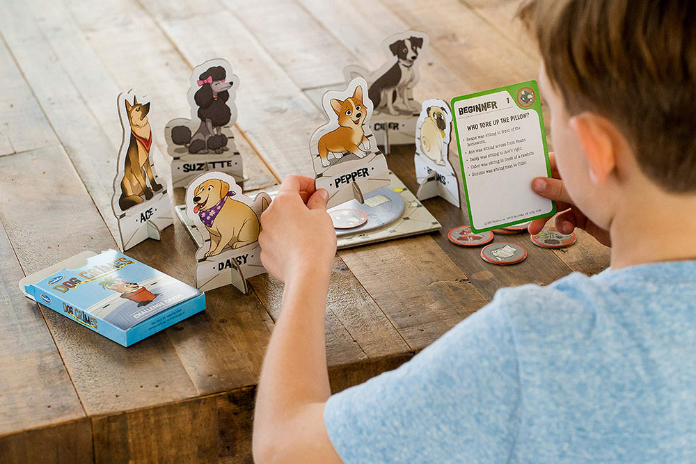 ThinkFun Dog Crimes 40 challenge cards offer progressive puzzles.