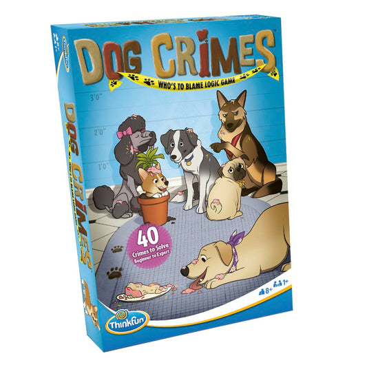 ThinkFun Dog Crimes dog tokens ready for clue-driven deduction.