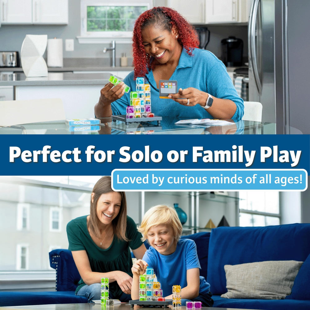 ThinkFun Gravity Maze tower layout captures spatial reasoning in action.