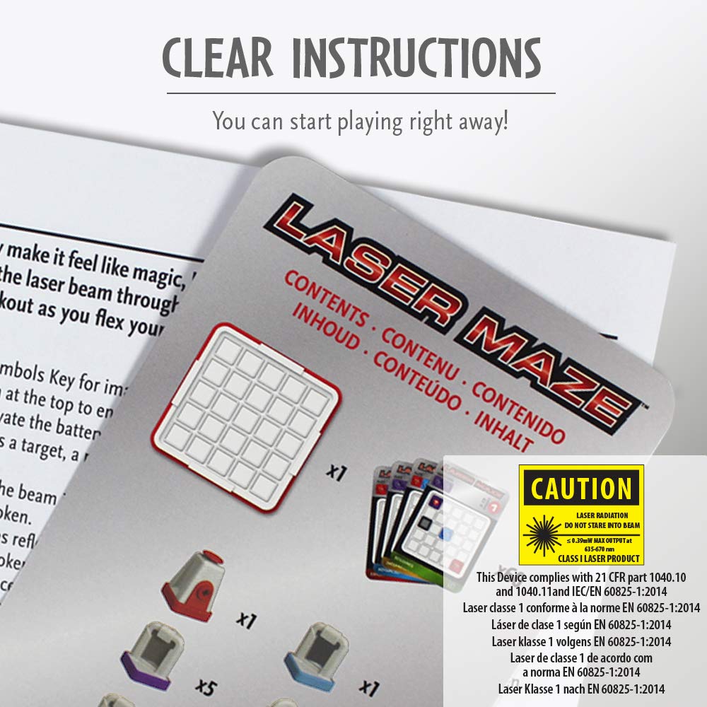ThinkFun Laser Maze Class 1 laser with safe beam shown in action.