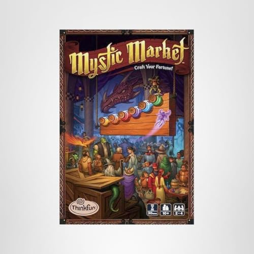 ThinkFun Mystic Market in play, two to four players enjoying fast-paced market strategy.