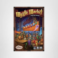 ThinkFun Mystic Market in play, two to four players enjoying fast-paced market strategy.
