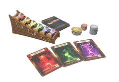 ThinkFun Mystic Market potion cards fanned, illustrating quick tactical choices for turn-based rounds.