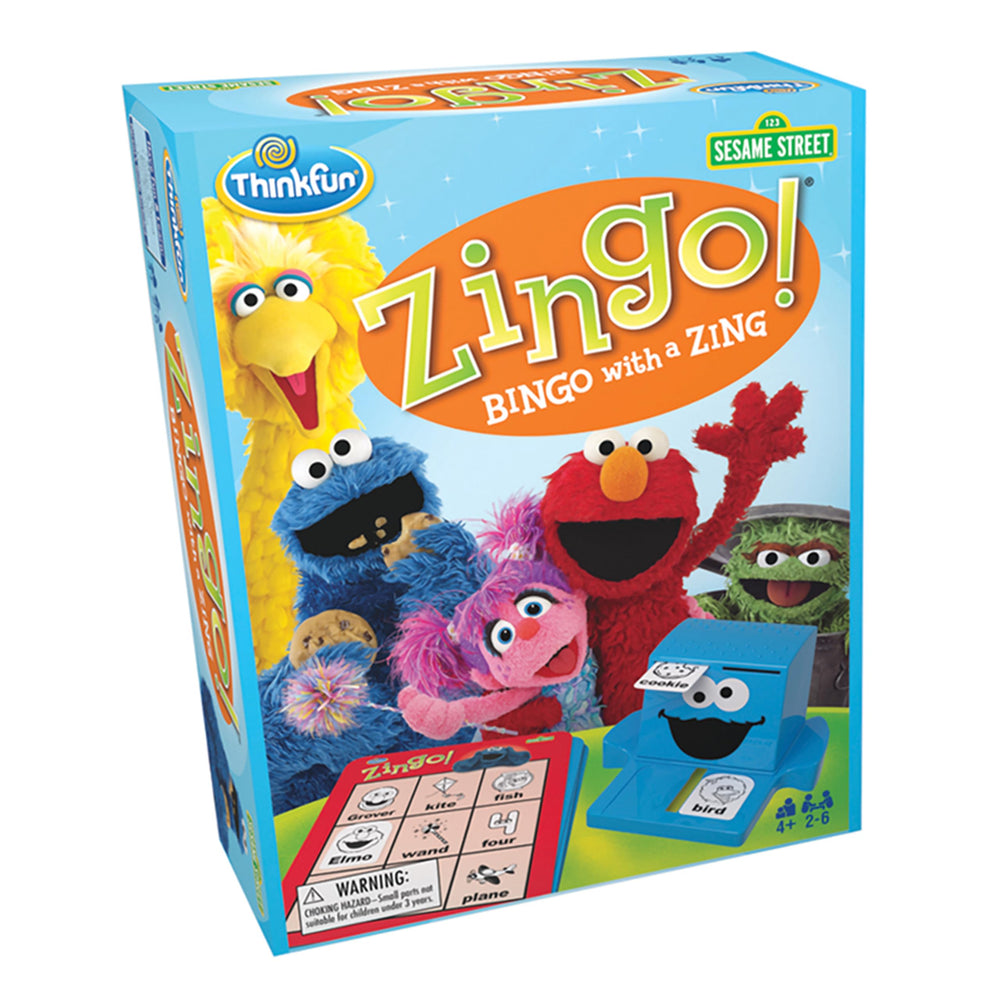 ThinkFun Sesame Street Zingo two-level play encourages gradual language skill growth.