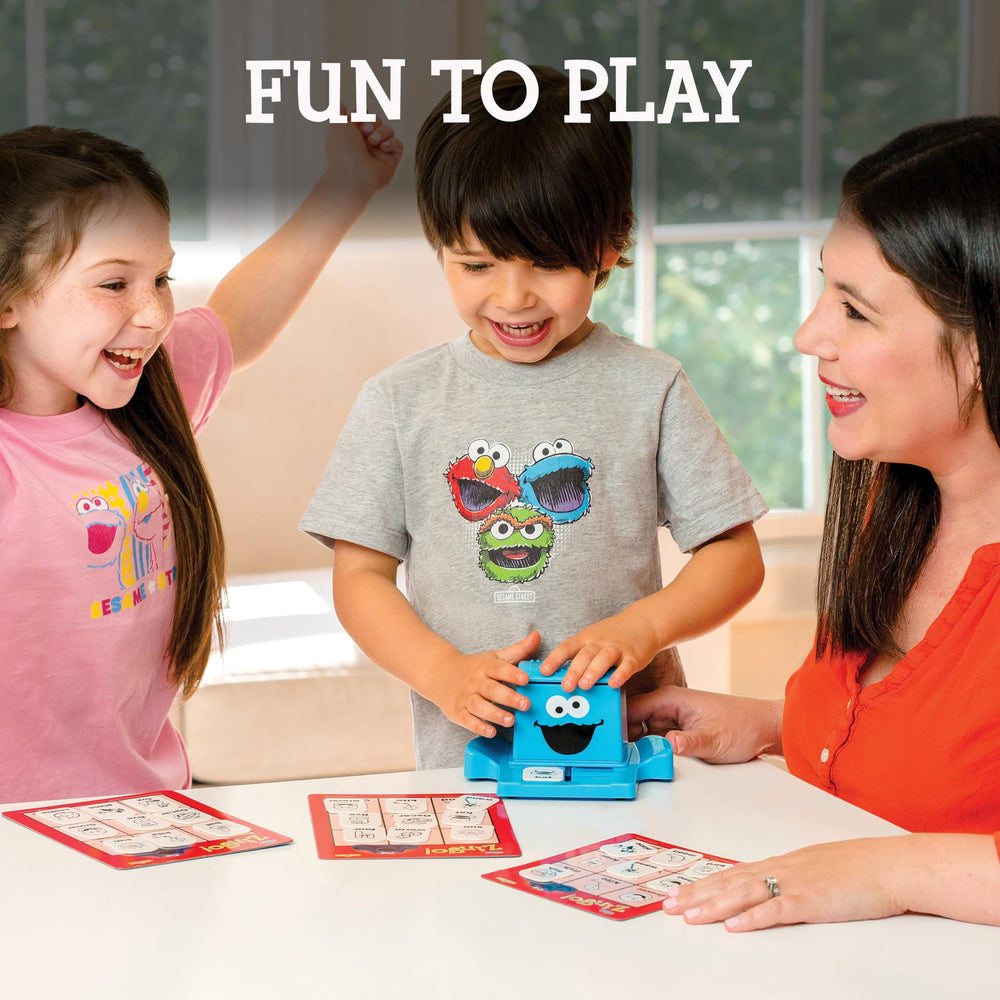 ThinkFun Sesame Street Zingo picture tiles spark quick recognition and verbal fluency during play.