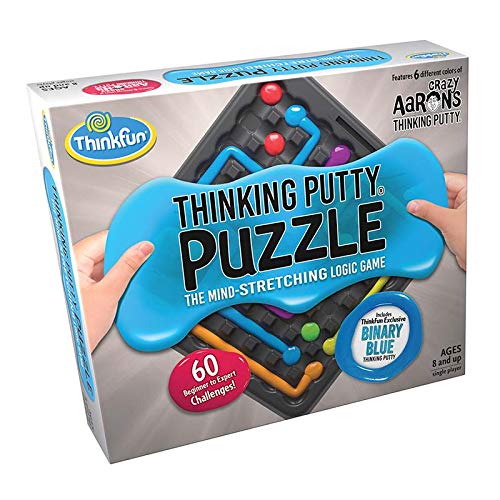 Grid and pieces of ThinkFun Thinking Putty Puzzle enabling non-overlapping path challenges
