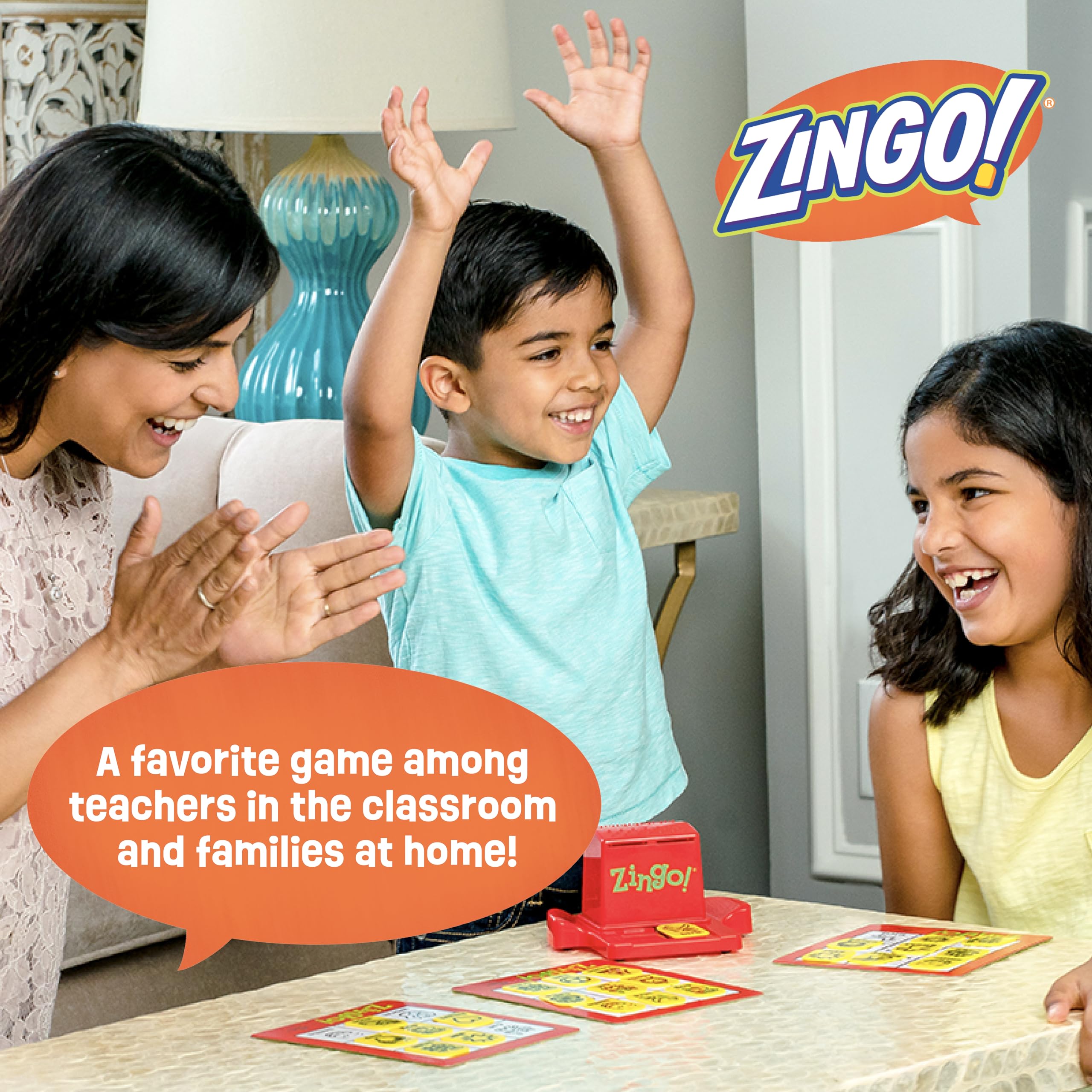 ThinkFun Zingo Word Builder players at table engaging in learning fun