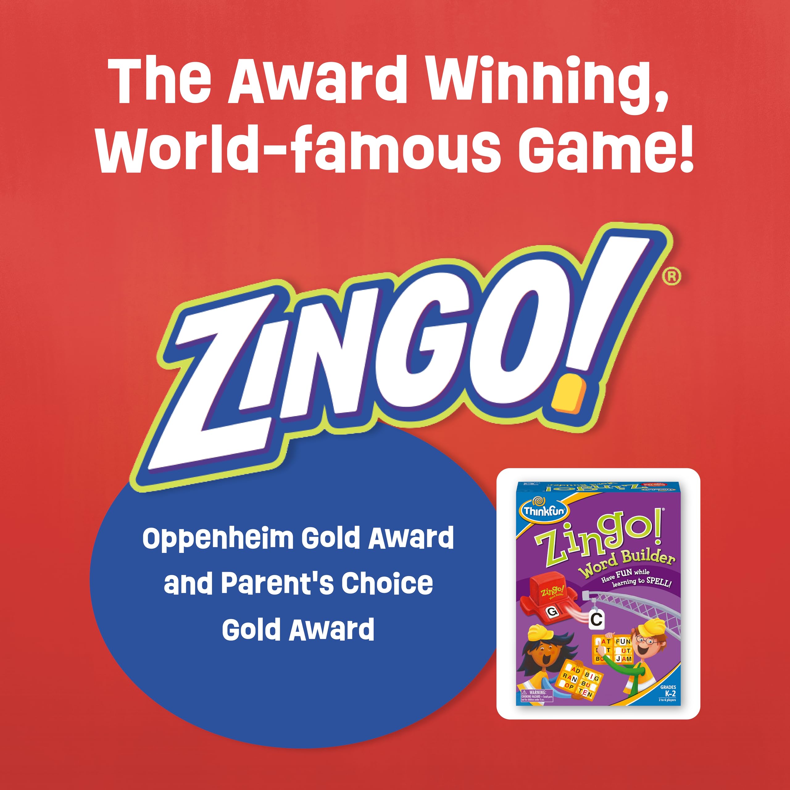 ThinkFun Zingo Word Builder Zinger in use to reveal tiles