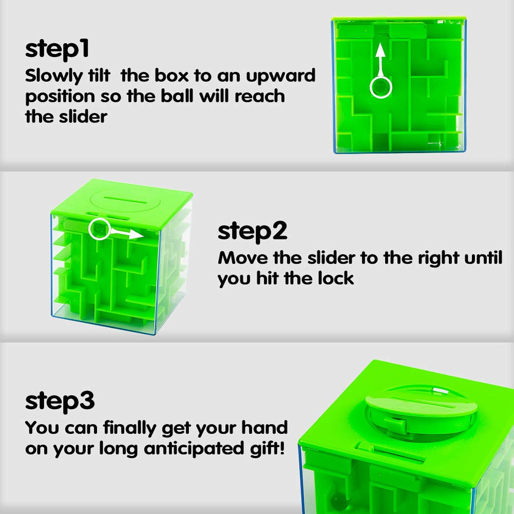 ThinkMax Money Maze 3-pack display shows colorful gift-ready puzzle boxes