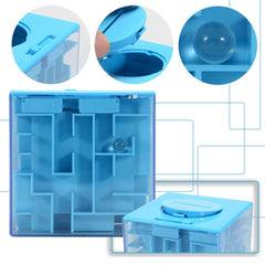 ThinkMax Money Maze Blue Box construction highlights durable acrylic design.