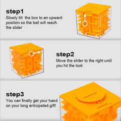 ThinkMax Money Maze Orange Box showcases quick mental planning to retrieve the gift.