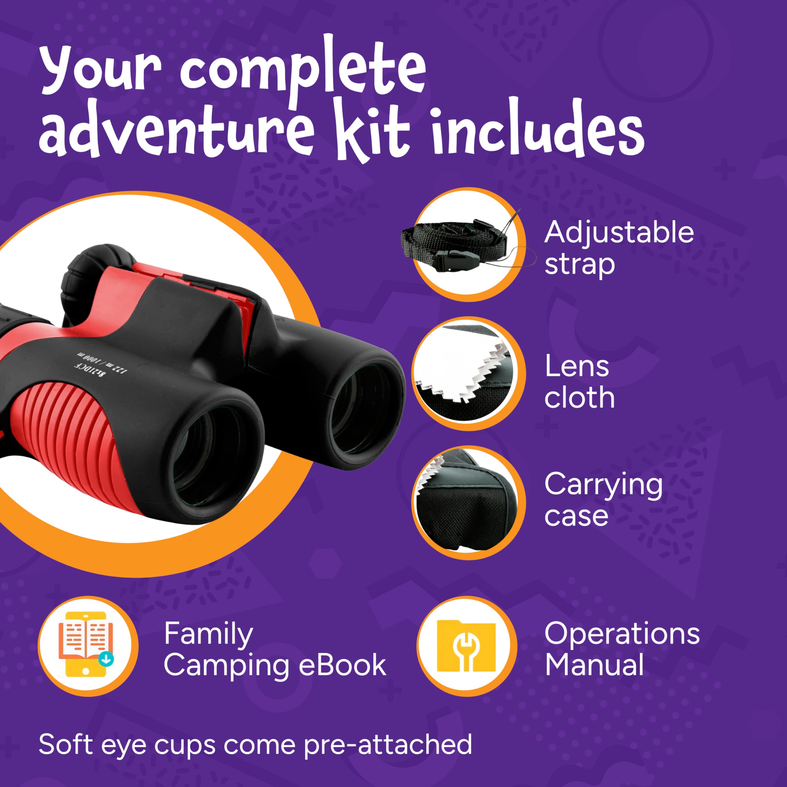 Think Peak Binoculars soft eye cups pre-attached for comfortable viewing.