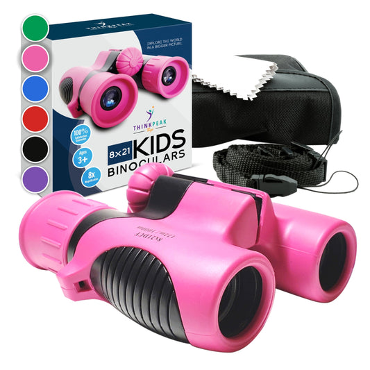 THINKPEAK Pink Binoculars front view for kids with compact grip