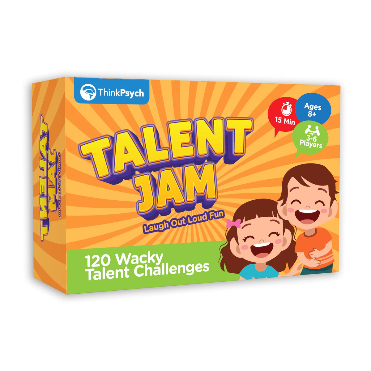 ThinkPsych Talent Jam card deck on a table sparks giggles during family game night.