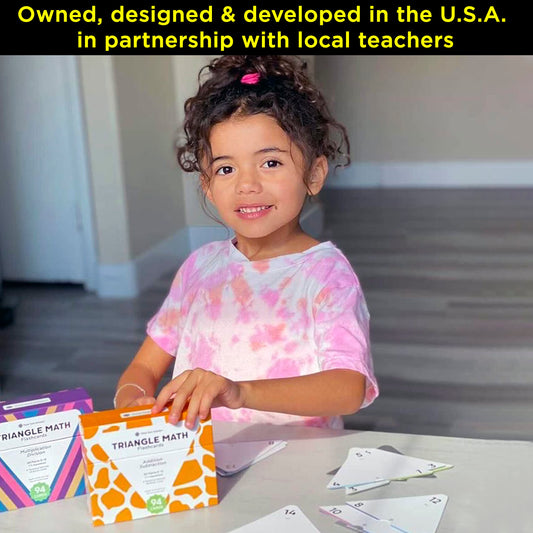 Think Tank Scholar triangle flash cards use color coded graphics for targeted practice