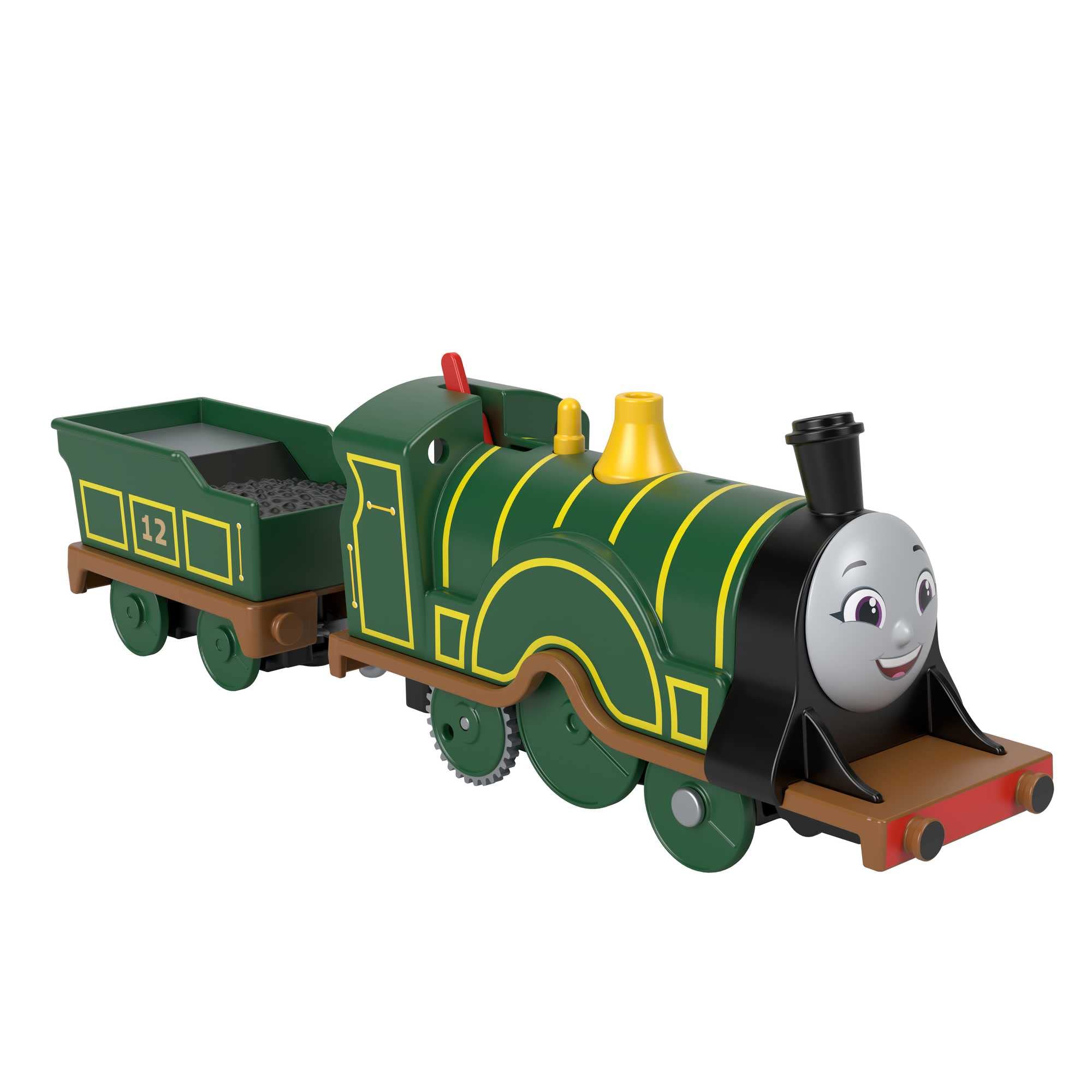 Thomas and Friends Emily engine with connectors for cooperative play sessions.