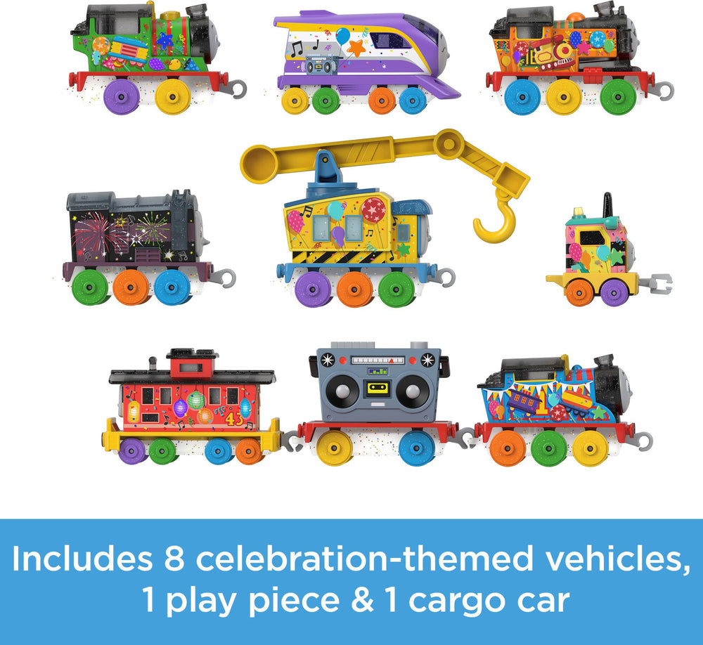 Thomas and Friends railway vehicles closeup highlighting sturdy diecast metal.