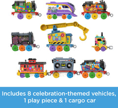 Thomas and Friends railway vehicles closeup highlighting sturdy diecast metal.