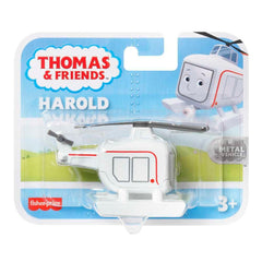 Harold engine includes plastic connectors to attach to Thomas & Friends trains for expanded play.