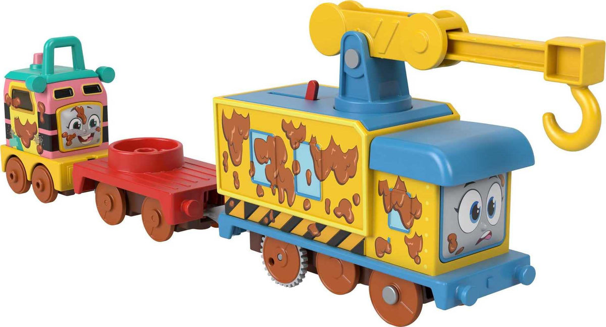 Thomas & Friends Carly Crane mud-splatter engine ready for imaginative play.
