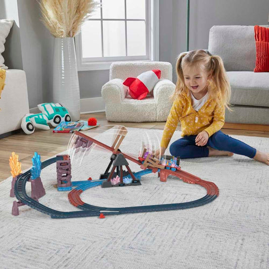 Thomas & Friends tipping-bridge action sparks storytelling and fine motor engagement.
