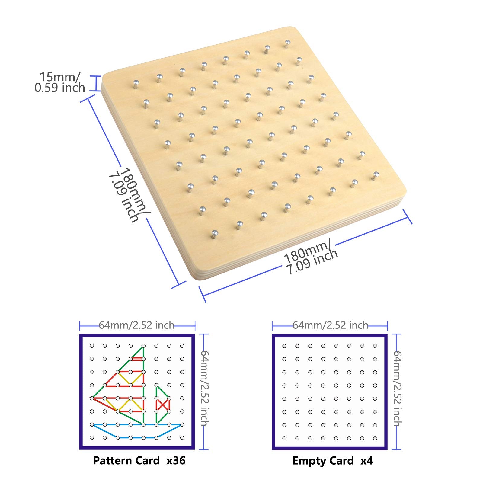Thoth Montessori Geoboard durable wooden construction for long term use