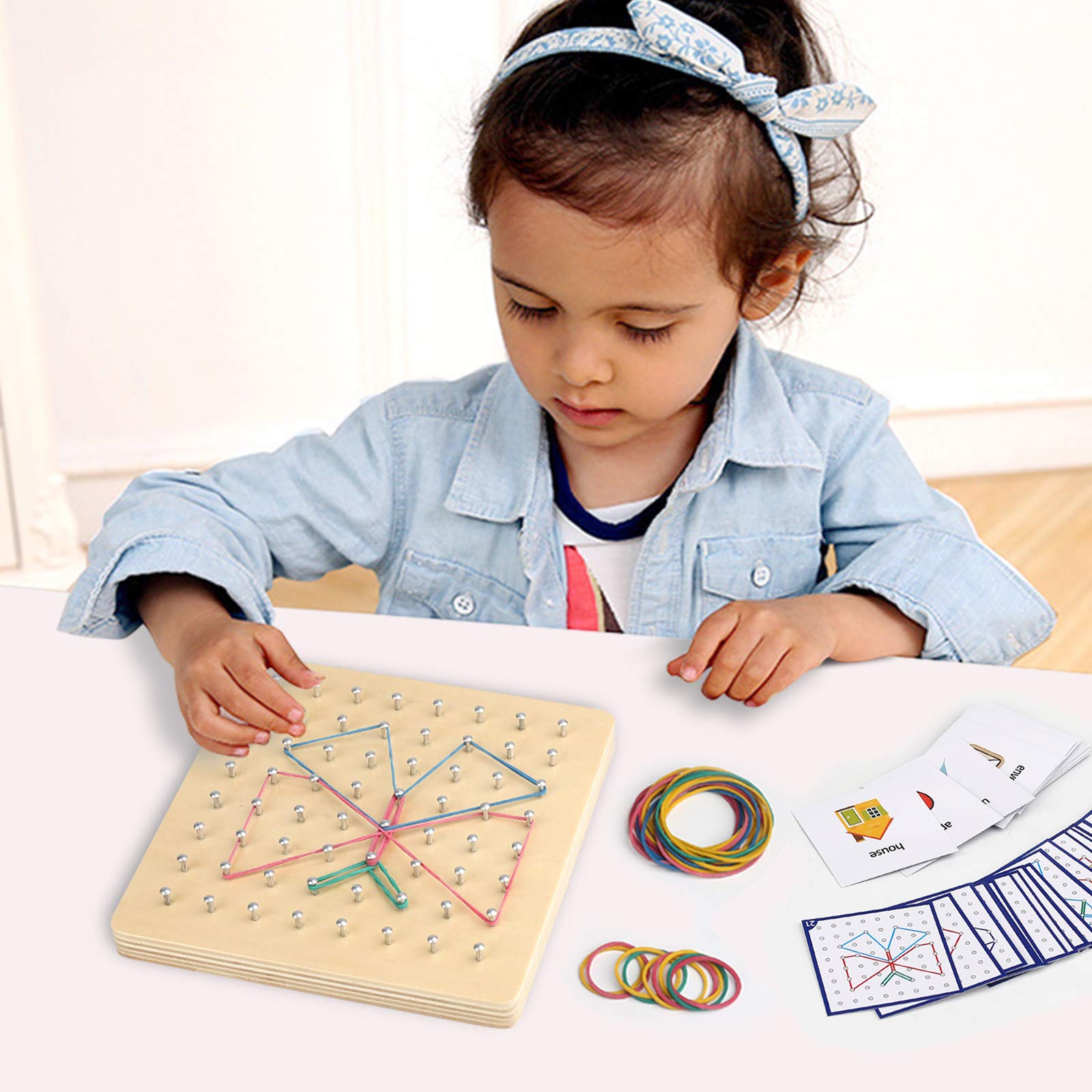 Thoth Montessori Geoboard pattern cards guiding shapes and symmetry practice