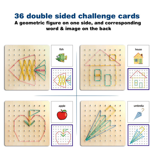 Thoth Montessori Geoboard rubber bands showing elasticity for shape making