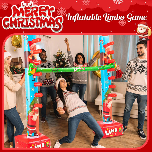 Threan Christmas Limbo design with Santa and gifts for holiday fun.