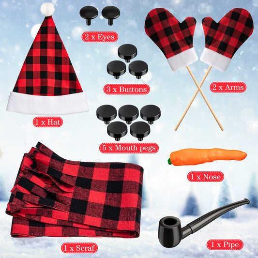 Threan snowman hat adds a cute top detail to yard display.
