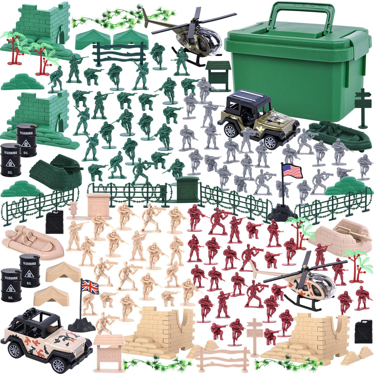 Three Otters army playset soldiers ready for imaginative battlefield scenarios.